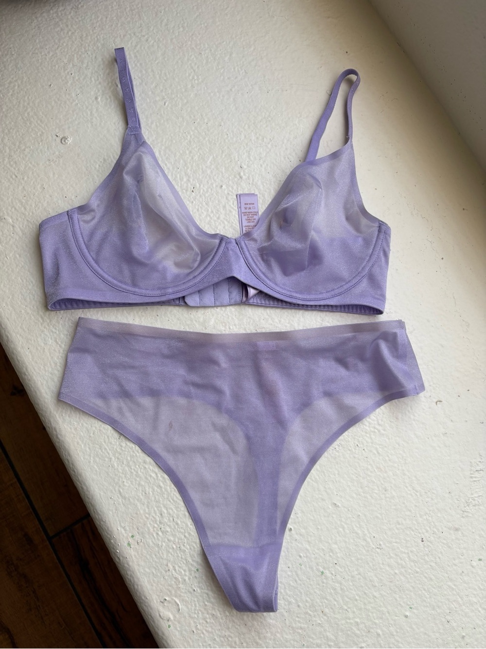 Savage X Fenty Sheer Lilac Underwire Bra & panties